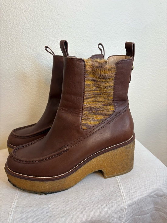 COACH DELANEY WOMENS LEATHER FAUX FUR CHELSEA BOOTS - Picture 4 of 8